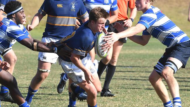 Churchie player Hunter Wright on the charge last season. (AAP image, John Gass)