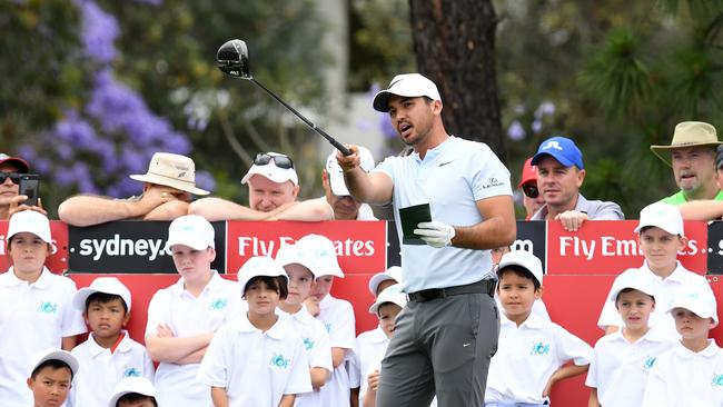 Jason Day holds a golf clinic for children ahead of the Australian Open.