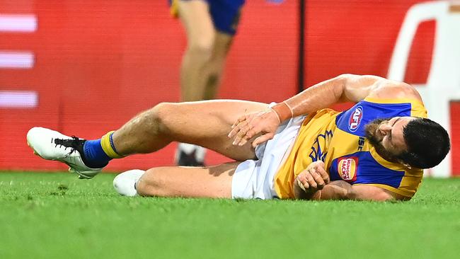 Josh Kennedy went down with an ankle injury in Thursday’s match against North Melbourne.