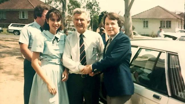 Annastacia Palaszczuk and Brendan Luxton, both in Year 10, with Bob Hawke in 1984. Picture: Supplied