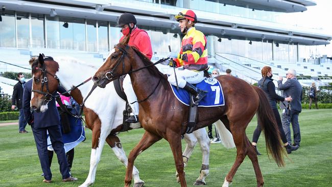 Luke Currie returns to the mounting yard on Still A Star after winning the Rose of Kingston Stakes. Picture: Reg Ryan – Racing Photos via Getty Images