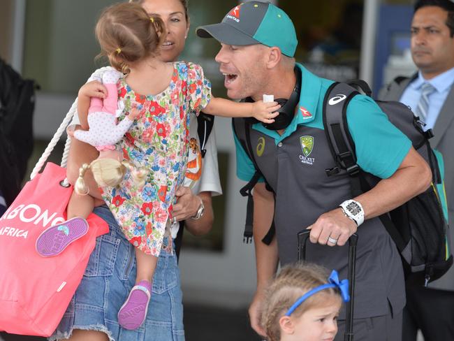 David Warner and family arrive in Port Elizabeth..