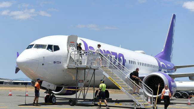 The inaugural Gold Coast to Townsville flight. Picture: Shae Beplate.