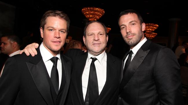 Matt Damon with Harvey Weinstein and Ben Affleck. Both Weinstein and Affleck have been accused of sexual misconduct. (Pic: supplied)