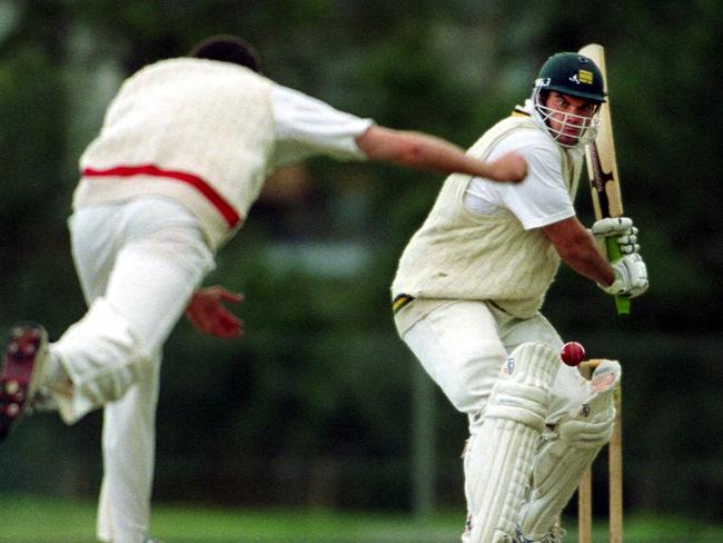 Shanahan at the crease in Premier Cricket in 2003. Picture: Damien Horan