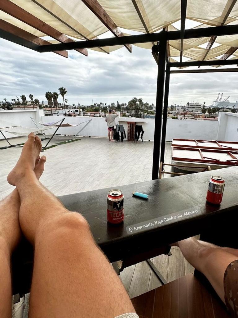 Callum and his companions enjoy a Mexican beer. Picture: Instagram.