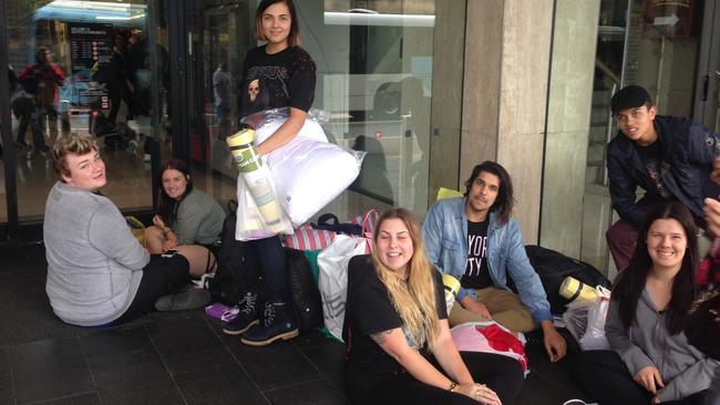 Diehards Kardashians fans camp outside Westfield Parramatta to see Kim in September 2014. Picture: Cathy Morris