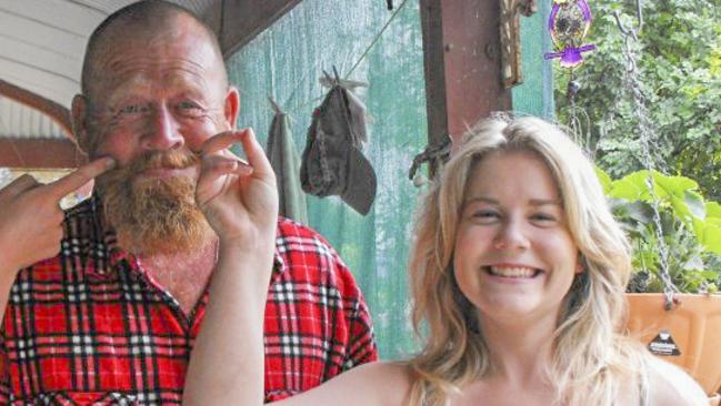 Cassie with her dad Stuart at his house where she lived most of her teenage life. Picture: Supplied