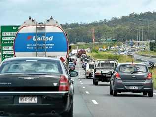 Traffic on the Sunshine Motorway merging onto the Bruce Highway. Picture: Warren Lynam