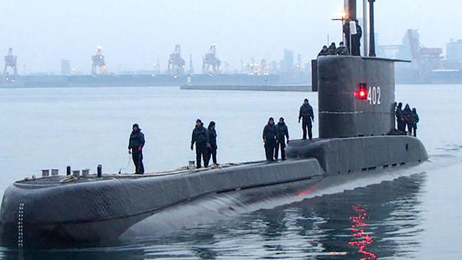 The Indonesian Cakra class submarine KRI Nanggala 402 docking at the naval base in Surabaya. Picture: Indonesia Military/AFP