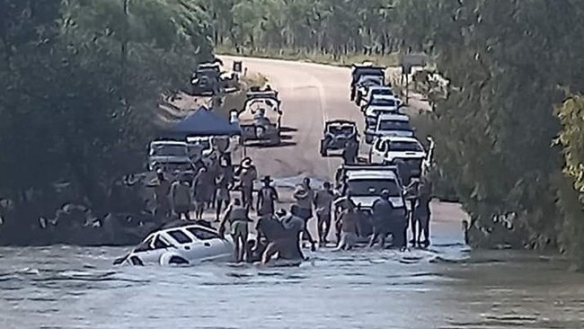 The Archer River claimed another victim earlier this year when an impatient motorist tried to cross floodwaters measured at 600mm over the causeway. Picture: Mick Atkin