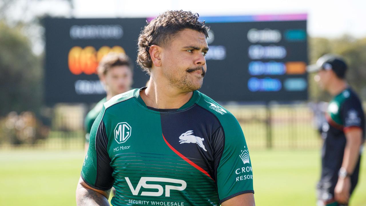 DAILY TELEGRAPH. SPORT. Latrell Mitchell during South Sydney Rabbitohs training at USANA Rabbitohs Centre, Maroubra. 29/08/2023. Pic by Max Mason-Hubers