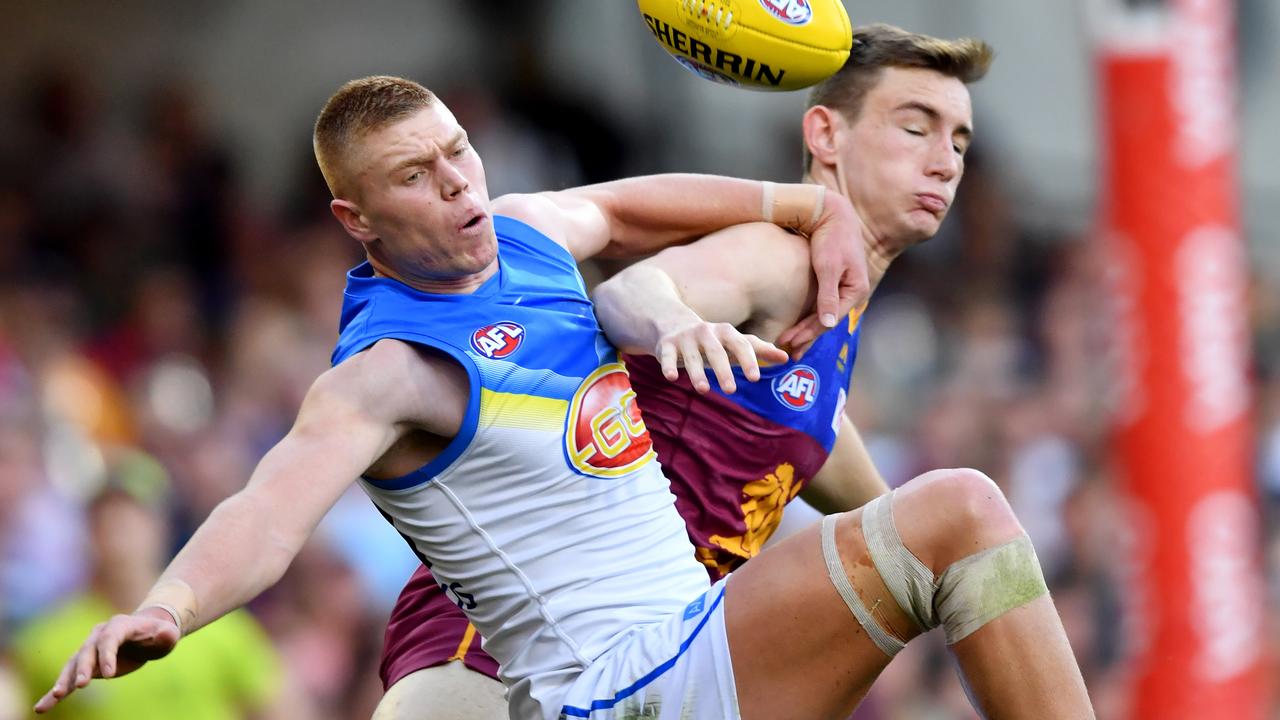 Harris Andrews will captain the Lions in a practice match against Gold Coast, which represents a potential date with 2m Peter Wright. Picture: AAP