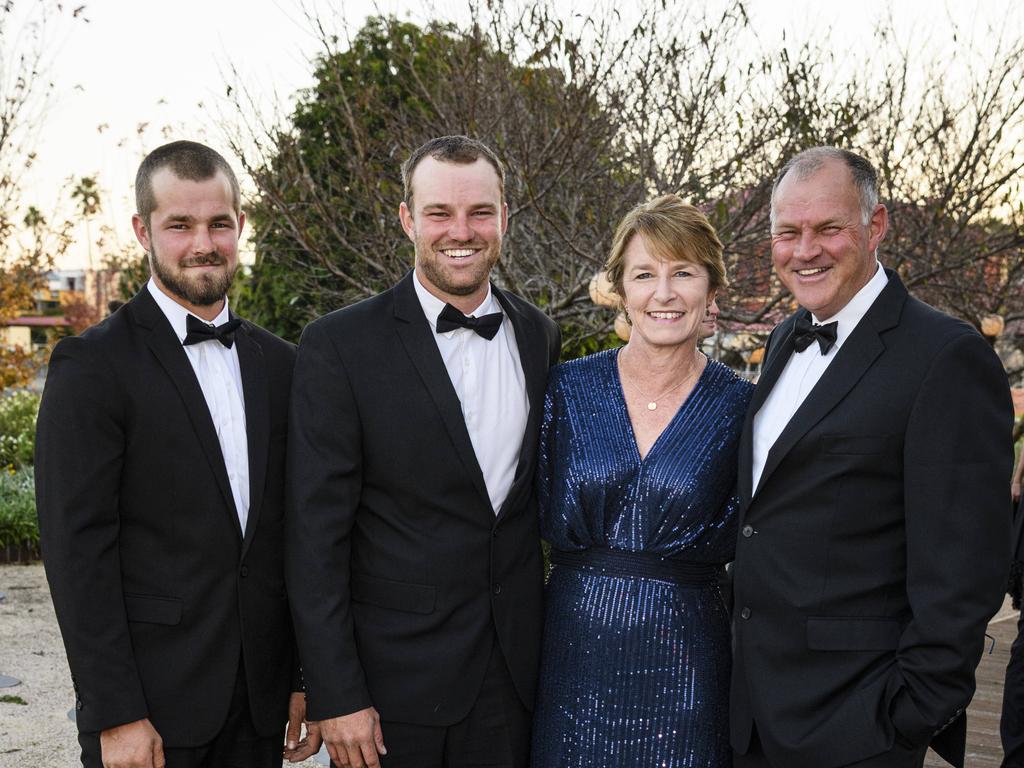 At the LifeFlight Toowoomba Gala are (from left) Ryan, Nick, Kerri and Greg Lawson at The Goods Shed, Saturday, May 24, 2025. Picture: Kevin Farmer