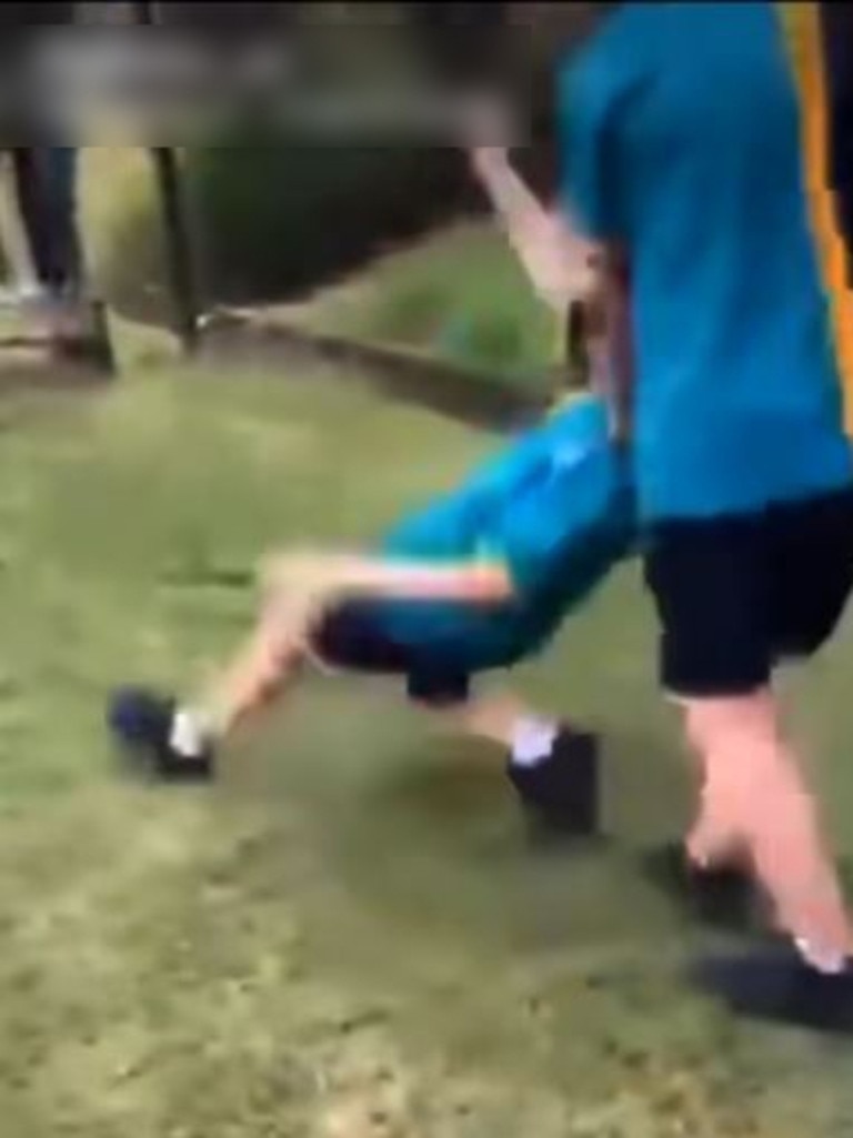 Screenshots of bullying between Beaudesert State High School students. Video: Supplied.