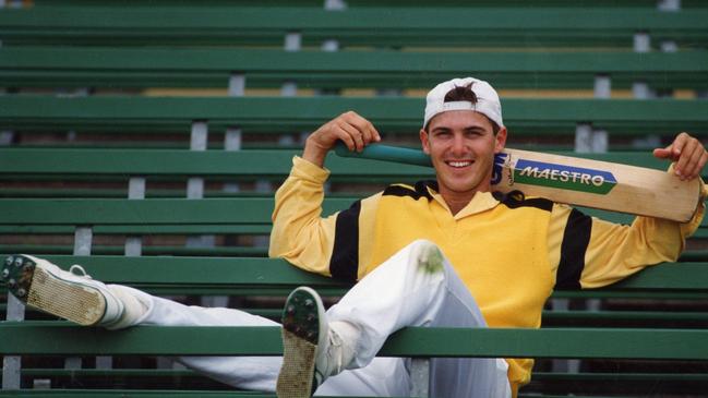 A young Damien Martyn relaxes at training at Adelaide Oval in 1992.