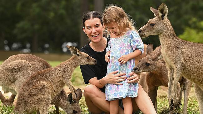 Victoria de Jonge with Matilda, 2, at Lone Pine Koala Sanctuary in Brisbane. Picture: Lyndon Mechielsen