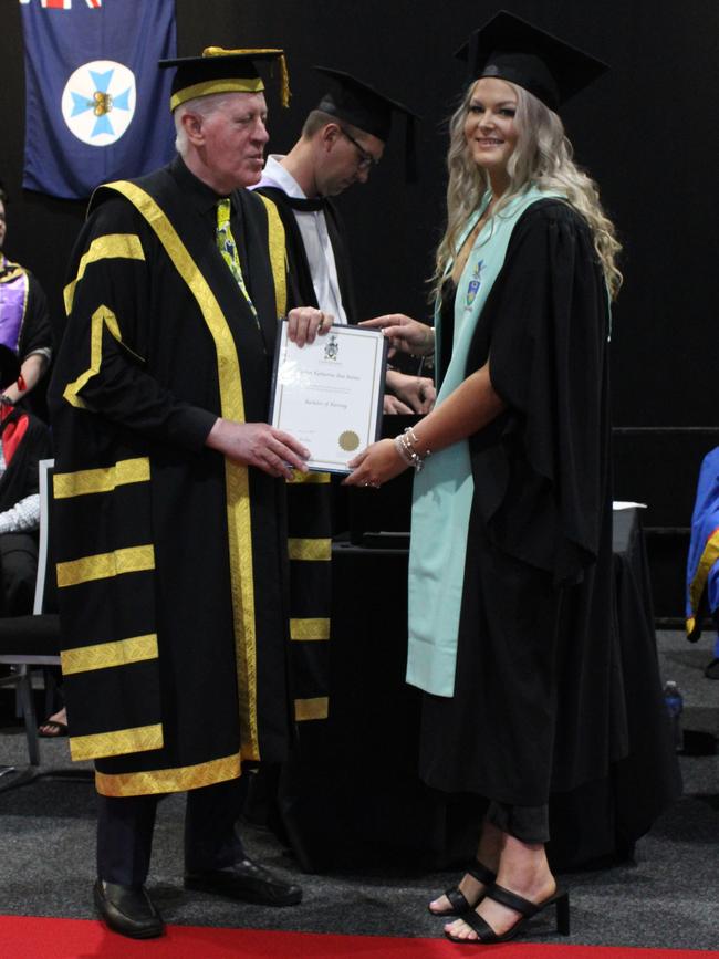 Lauren Rainer graduated with a Bachelor of Nursing at the CQUniversity graduation ceremony in Bundaberg on December 14, 2023.