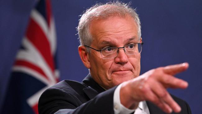 Scott Morrison has sought to link Russia and China as a new axis of aggression that threatens global and regional security. Picture: AFP