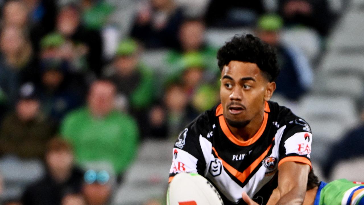 Wests Tigers haven’t had much to celebrate in 2023, but rookie Jahream Bula is a leading contender for rookie of the year. Picture: NRL Photos