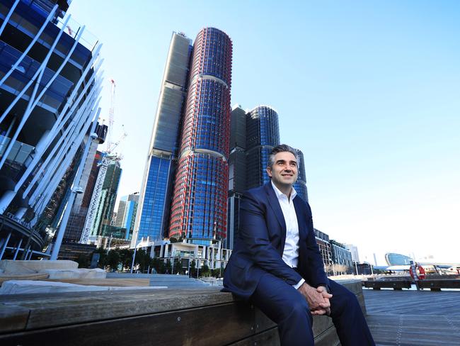 8/9/21: Lendlease CEO & MD Tony Lombardo at Barangaroo in Sydney which was built by Lendlease. John Feder/The Australian.