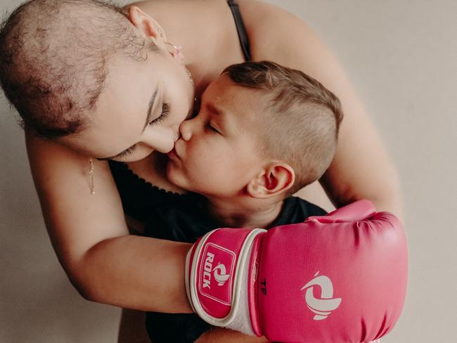 Kaleena Slaviero and her son Raiden Slaviero. Ms Slaviero was diagnosed with Stage 3 breast cancer in April this year at just 32-years-old. Picture: Untamed by allison.