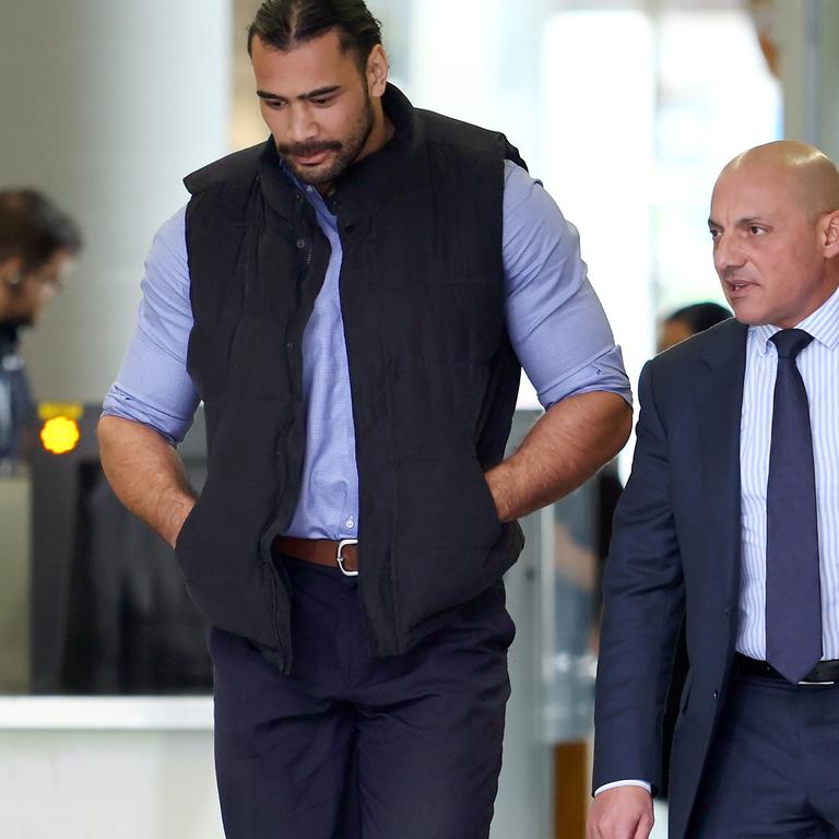 Kayleb Minirapa Milne leaves the Supreme Court in Brisbane after he avoided jail time for domestic violence charges. Picture: NewsWire/Tertius Pickard