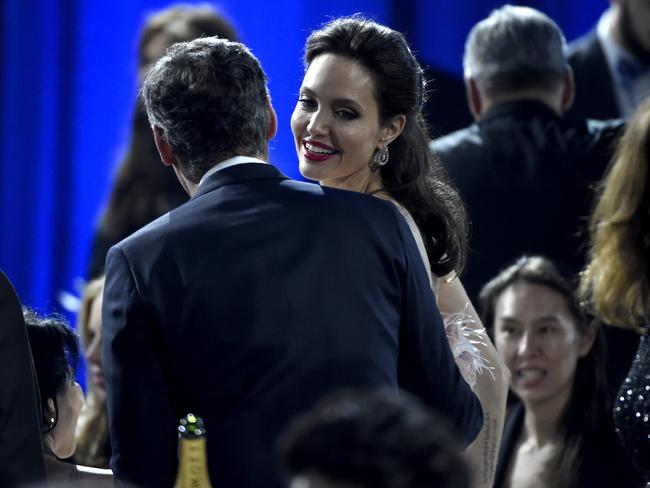 Angelina Jolie appears in the audience at the 23rd annual Critics’ Choice Awards at the Barker Hangar on Thursday, Jan. 11, 2018, in Santa Monica, California. Picture: AP