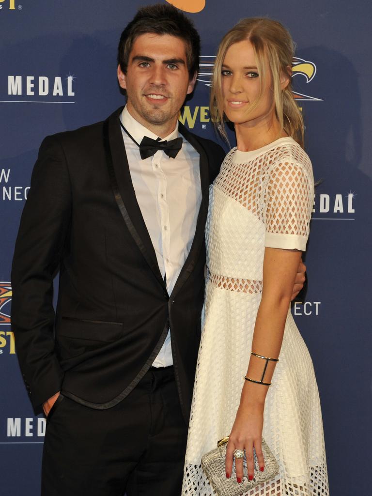 The West Coast Eagles’ 2015 John Worsfold Medal event. Andrew Gaff and Emma Van Woerden.