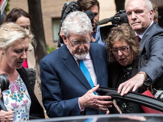 Harris leaves Southwark Crown Court in London in May, after prosecutors ruled out a third trial after a second jury failed to find a verdict on charges of historical indecent assault against three teenage girls. Picture: Getty