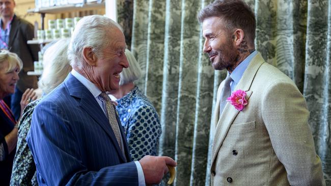 LONDON, ENGLAND - MAY 20: David Beckham wearing a David Austin Roses 