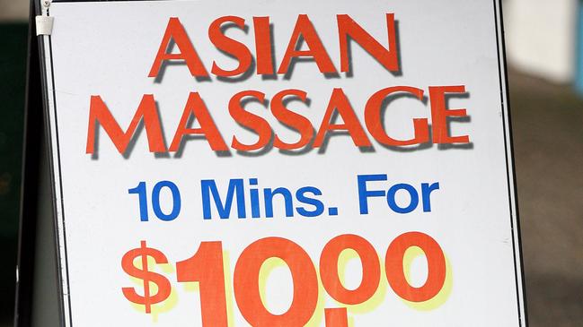 Sign outside a Gold Coast massage parlour.