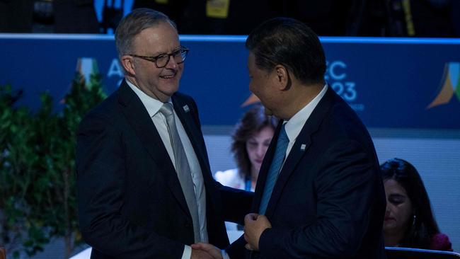 Prime Minister Anthony Albanese spoke with Chinese President Xi Jinping on the sidelines of the APEC leaders’ summit in San Francisco. Picture: Kent Nishimura / Getty Images North America via AFP