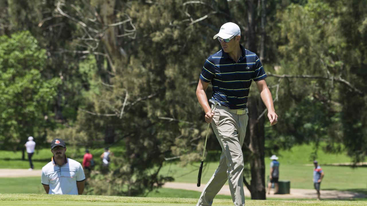 Scott Arnold at the Queensland PGA Championship final day’s play at City Golf Club today. Picture: Kevin Farmer