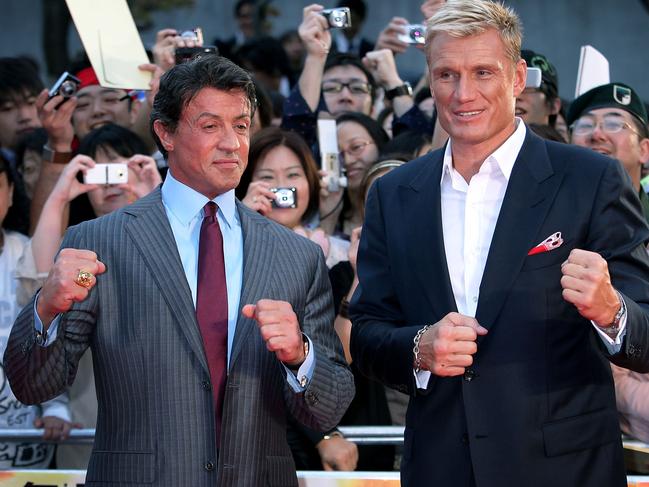 Lundgren reunited with Rocky co-star Sylvester Stallone for the 2010 film The Expendables. Picture: Kiyoshi Ota/Getty Images