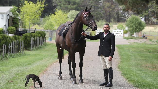 Joh Bailey with his horse. Picture: John Feder/The Australian.