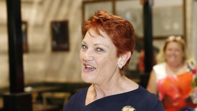 Pauline Hanson did not comment on the NRA donation scandal engulfing the One Nation yesterday. Picture: AAP Image/Josh Woning