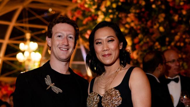 Meta boss Mark Zuckerberg with his wife Priscilla Chan. Picture: Reliance/AFP