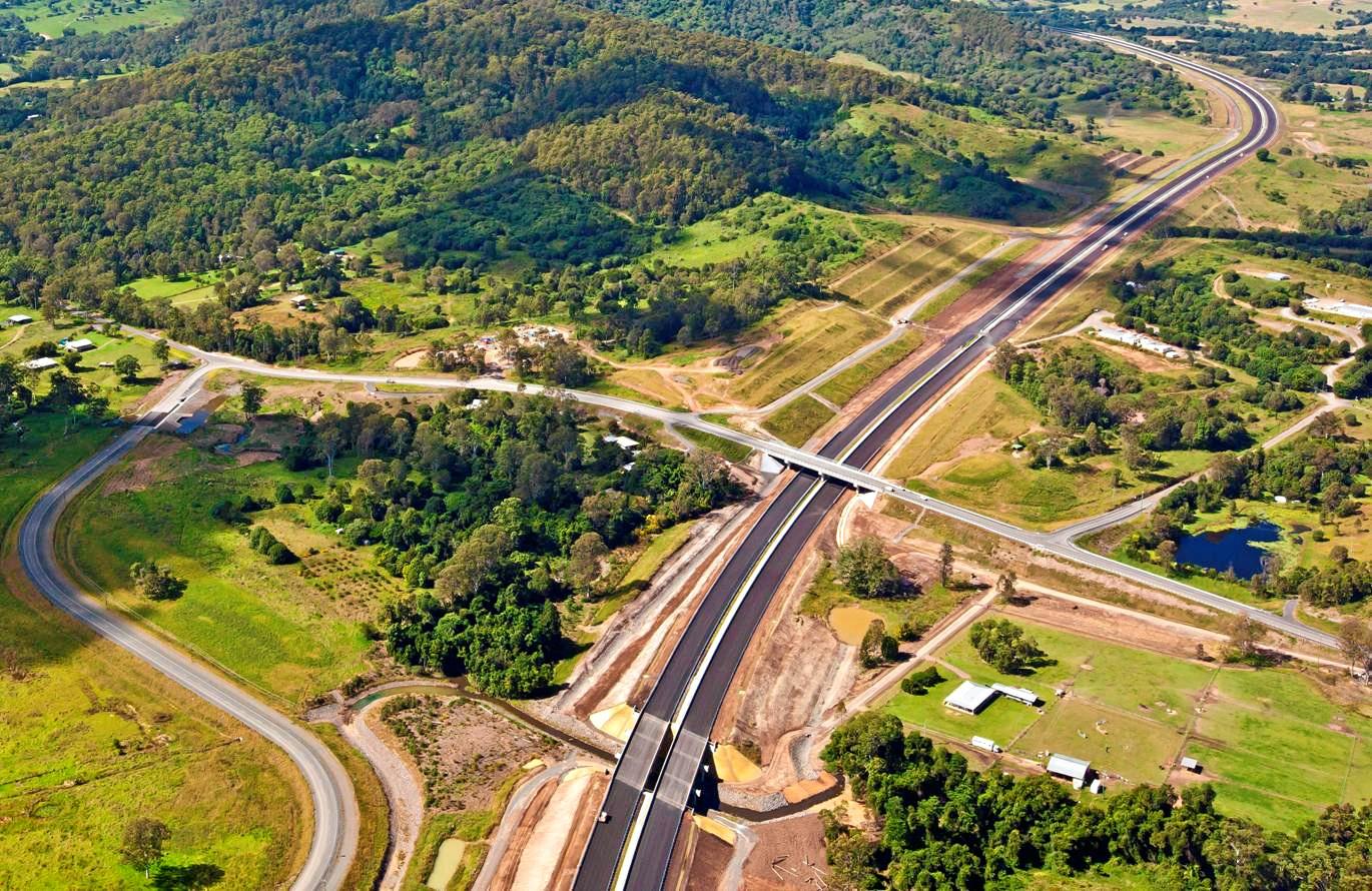 Cooroy to Curra Section B - south along new alignment and the realigned Coles Creek Road and overpass. Supplied: Department of Main Roads