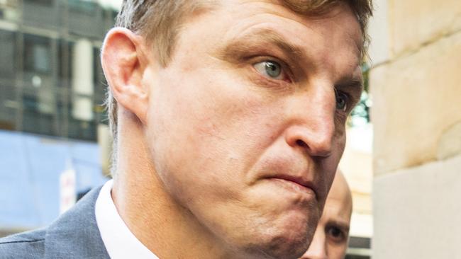 SYDNEY, AUSTRALIA - NewsWire Photos AUGUST 16, 2022: Embattled former NRL star Brett Finch photographed exiting the Downey centre after court today. Picture: NewsWire / Monique Harmer