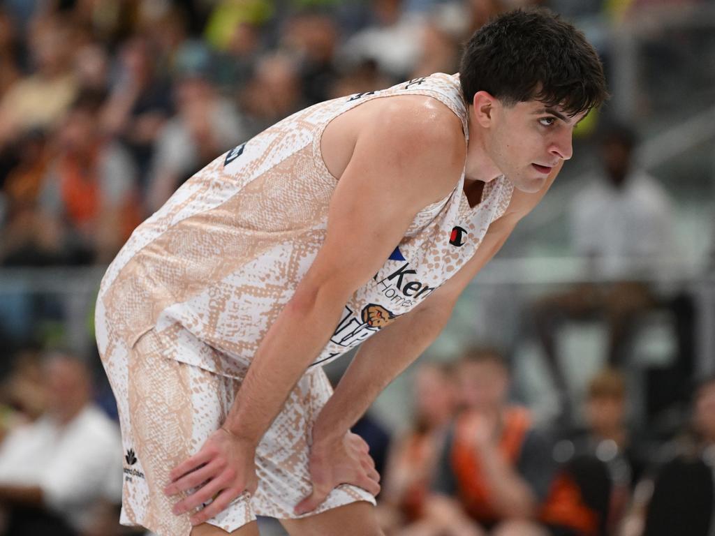 Taran Armstrong of the Taipans looks on during the 2024 NBL Blitz match between Melbourne United and Cairns Taipans at Carrara Indoor Sports Stadium on September 07, 2024 in Gold Coast, Australia. (Photo by Matt Roberts/Getty Images)