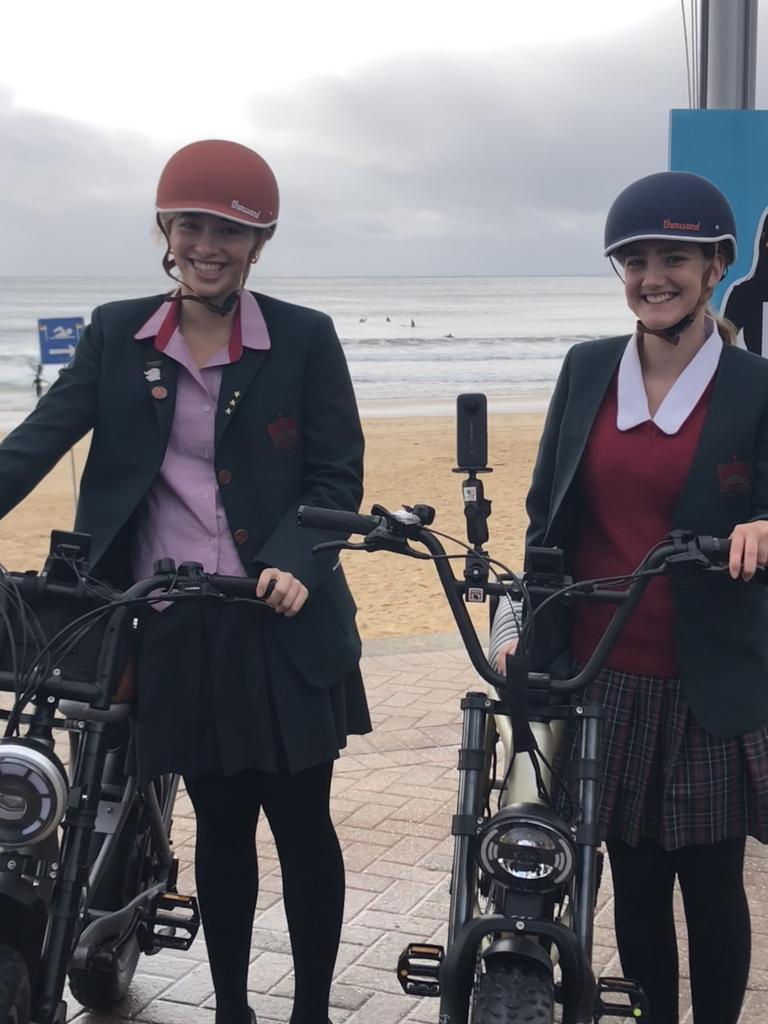 Stella Maris College Manly students Milly Ristuccia, 16, and Adelaide Yiend, 13, attended the launch of the code on Monday 13 May. Picture: Jim O’Rourke