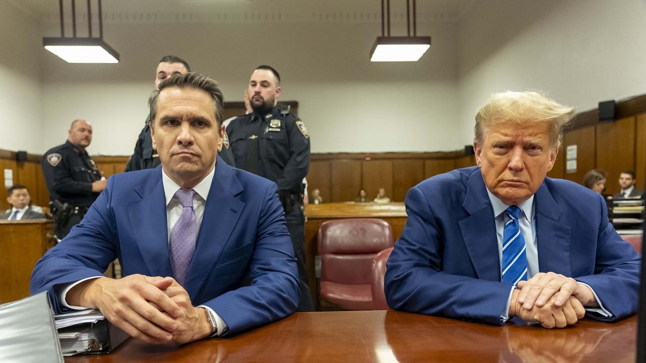 Former US President Donald Trump with his attorney Todd Blanche, at the second day of his trial for allegedly covering up hush money payments linked to extramarital affairs, at Manhattan Criminal Court in New York City. Picture: AFP