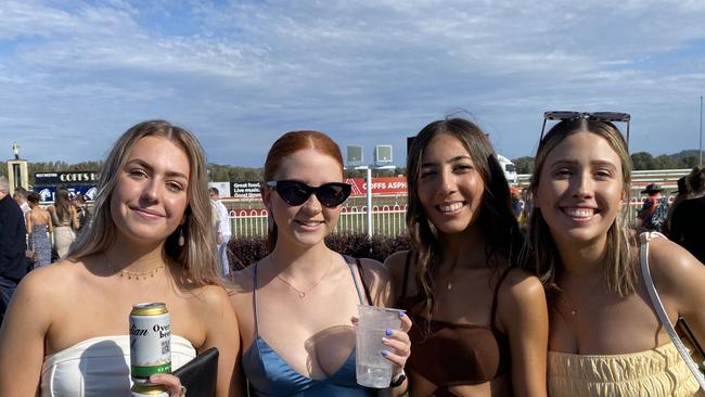 Mia Carroll, Em James, Ebru Gunes and Kasey Stevens at the Coffs Cup 2022. Picture: Matt Gazy