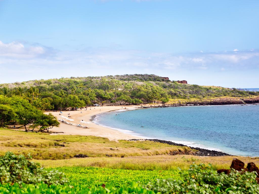 The Hulopoe Beach on the island of Lanai in Hawaii.