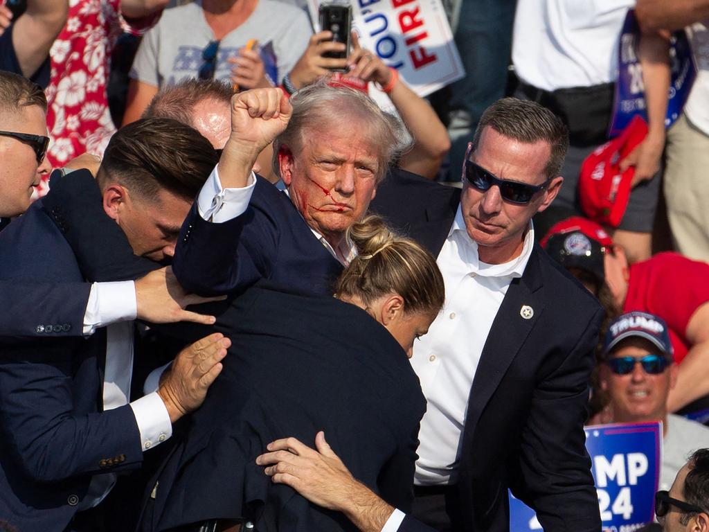 Donald Trump was struck in the ear. Picture: Rebecca Droke/AFP