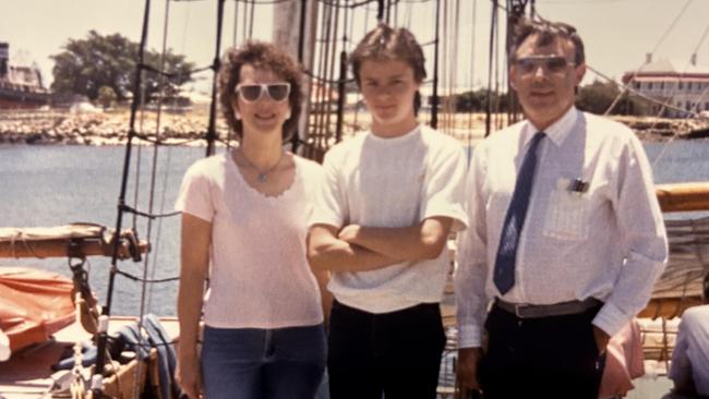 Anthony Keane, then 16, with his stepmother Norina and father Gary in 1988. Picture: supplied