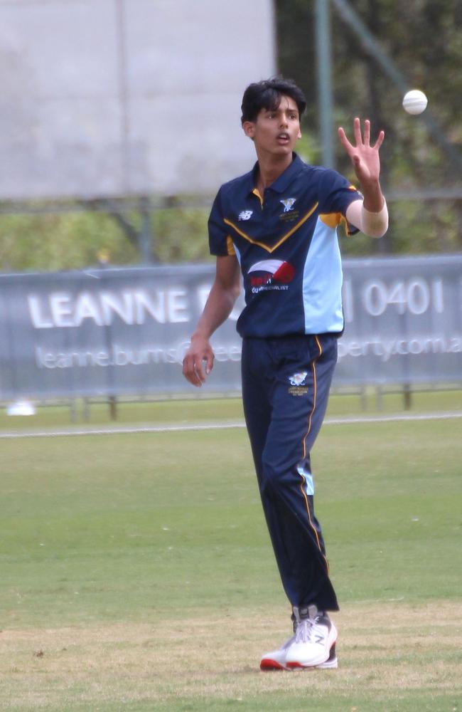 Saxon Jeh. Second grade premier cricket action between Valleys and Sandgate-Redcliffe. September 17, 2023.