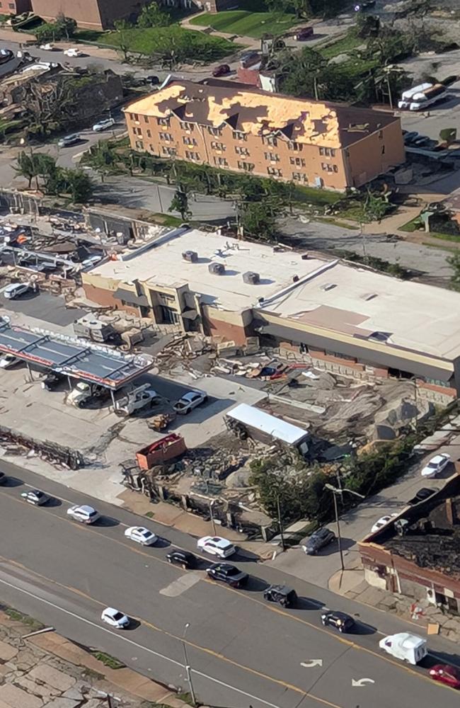 This aerial image shows tornado damage in St. Louis. Picture: AFP