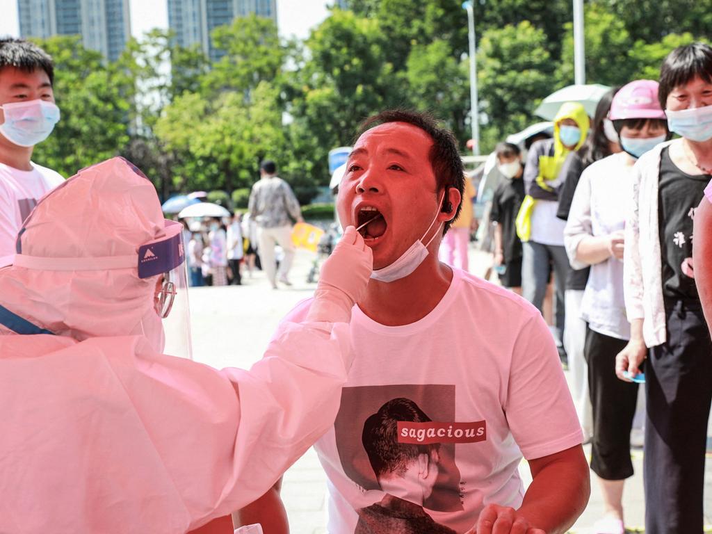 A man receiving testing for coronavirus in eastern China's Jiangsu province, as China raced to contain its worst coronavirus outbreak in months. Picture: AFP